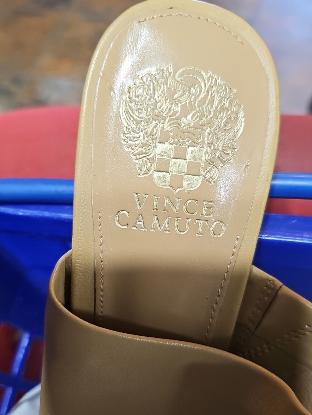 Vince Camuto Tan Square-Toe Leather Slide Mules - Picture 2 of 8